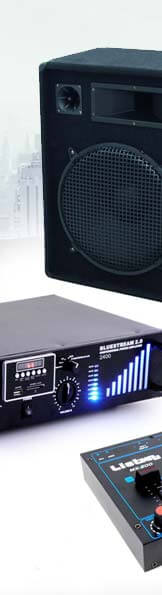 DJ-apparatuur, PA-systemen, luidsprekers, mengpanelen, lampen, effectapparatuur, koptelefoons